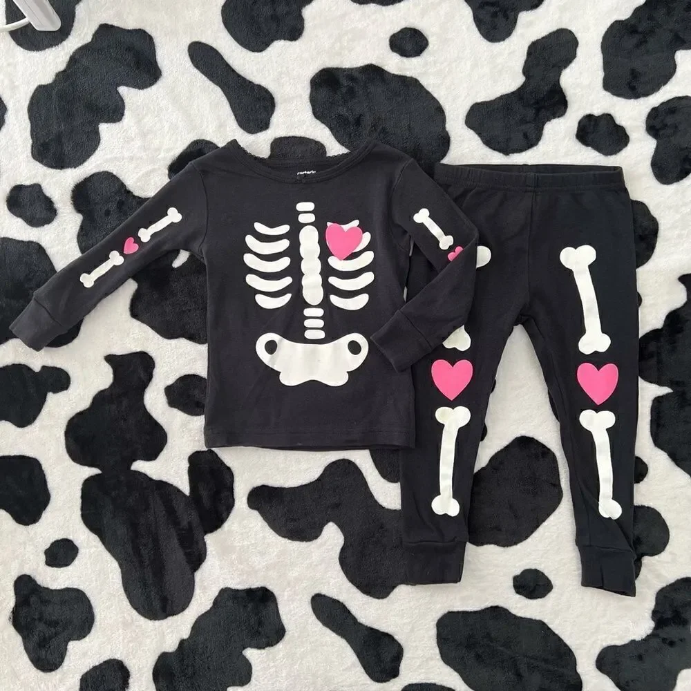 Carter's Baby Girl Glow in the Dark Skeleton Pajamas 18 months